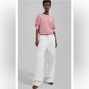 The Frankie Shop Nolan  Pleated Denim Trousers- White